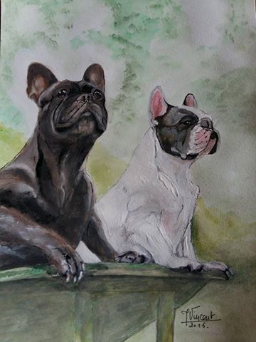 des Bourbon d'Allier - Le portrait de votre bouledogue..? Aquarelle d'aprés photo